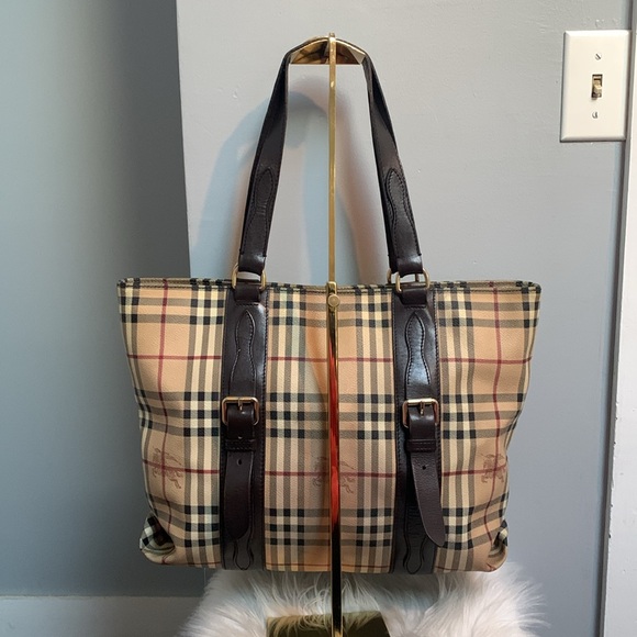 ❌SOLD❌Authentic Burberry large canvas and leather tote w free insert shaper - Picture 5 of 17